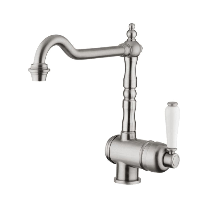 Abey Provincial single lever kitchen sink mixer, lead-free, brushed nickel finish
