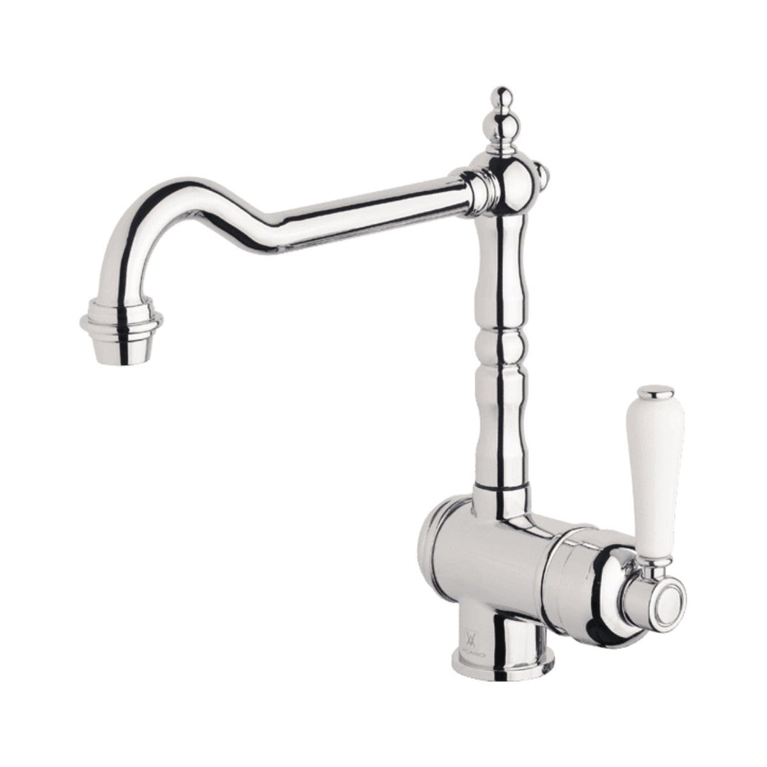 Abey Provincial single lever kitchen sink mixer, lead-free chrome tap with curved spout