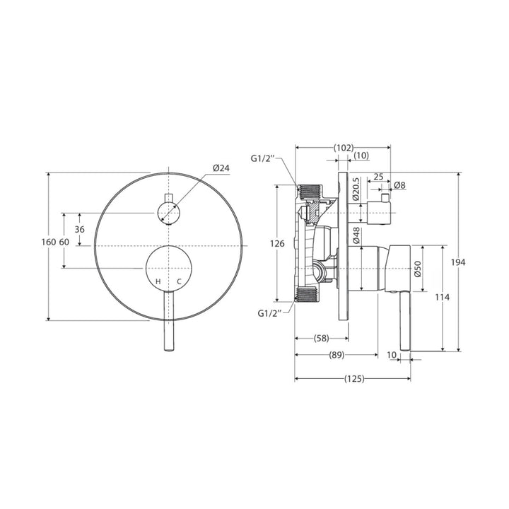 Fienza Isabella Diverter Wall Mixer (Complete Kit)