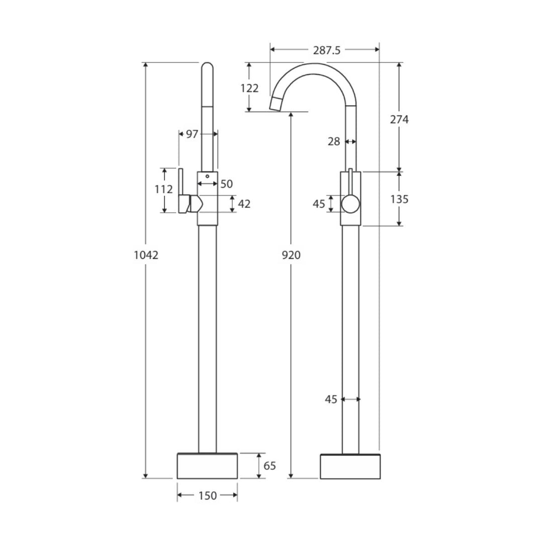 Fienza Kaya Floor Mounted Lead Free Bath/Basin Mixer