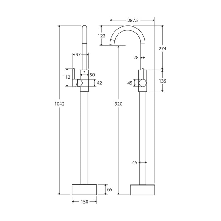 Fienza Kaya Floor Mounted Lead Free Bath/Basin Mixer