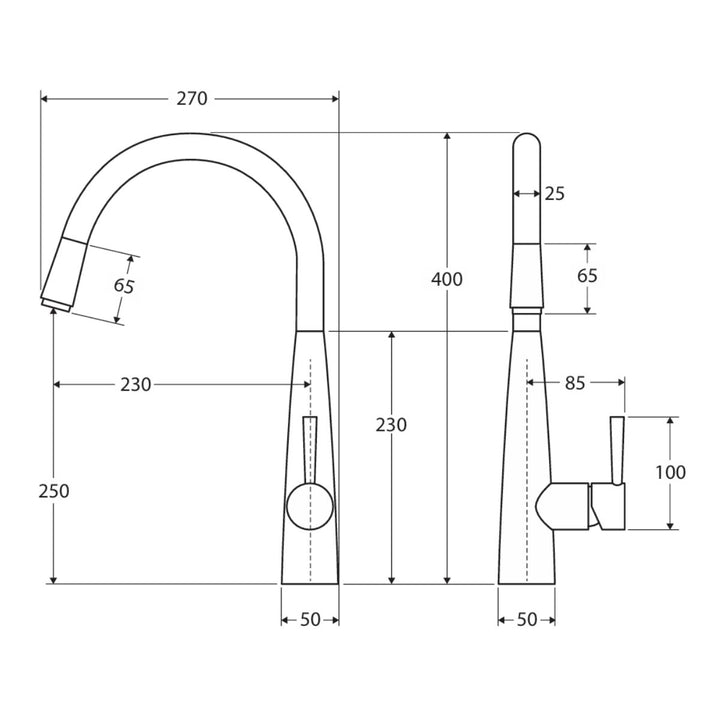 Fienza Hustle Deluxe Gooseneck Pull Out Sink Mixer