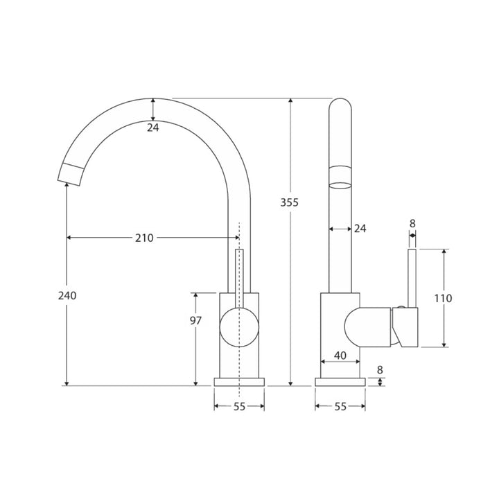 Fienza Hustle Gooseneck Sink Mixer