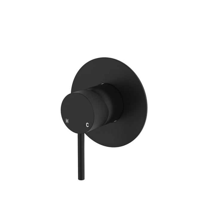 Fienza Kaya Large Round Plate Lead Free Wall Mixer Matte Black