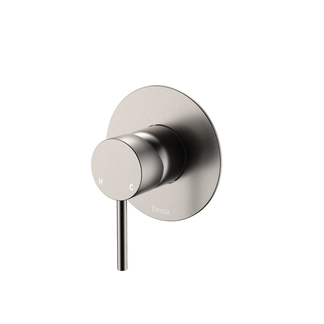 Fienza Kaya Large Round Plate Lead Free Wall Mixer Brushed Nickel