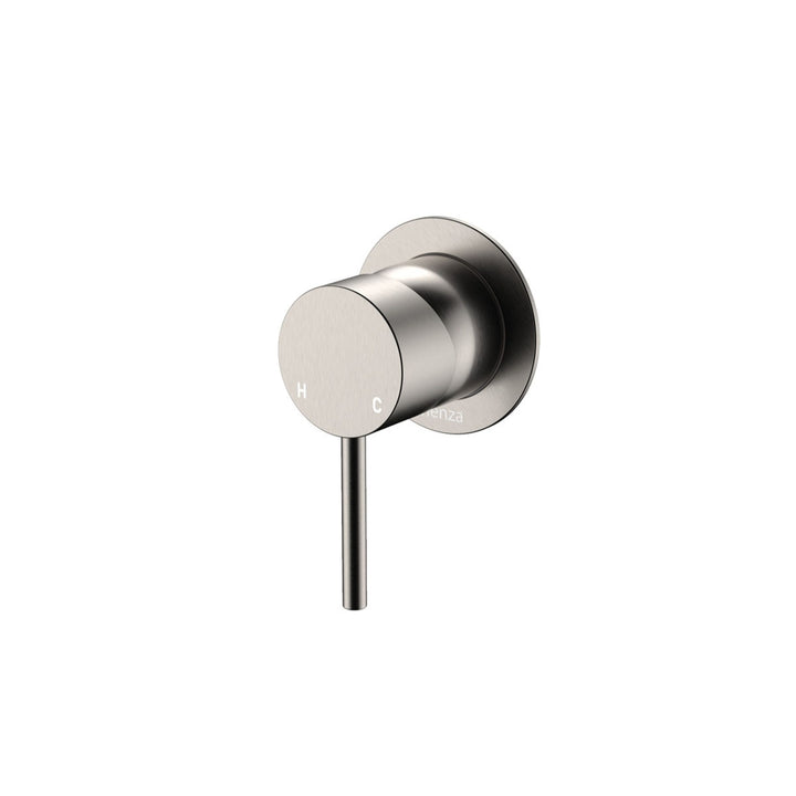 Fienza Kaya Small Round Plate Lead Free Wall Mixer Brushed Nickel