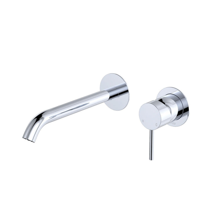 Fienza Kaya Basin/Bath Round Plate 200mm Lead Free Wall Mixer Set Chrome