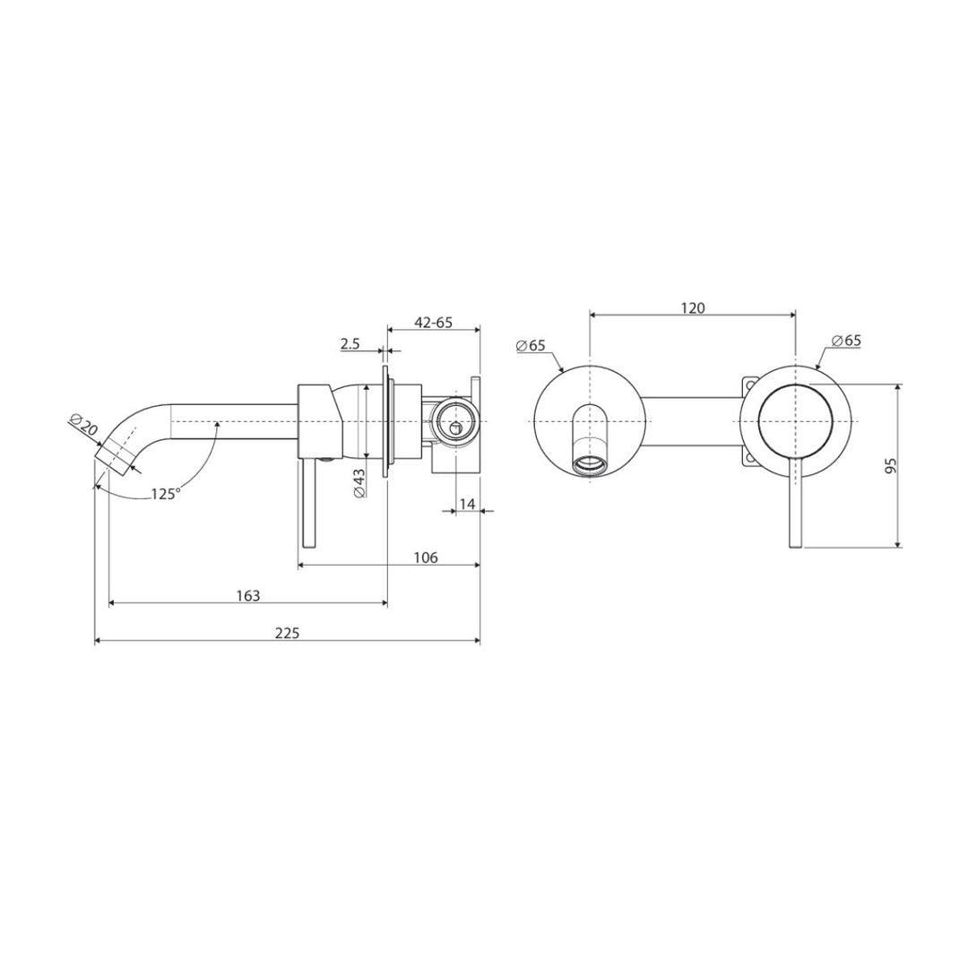 Fienza Kaya Basin/Bath Round Plate 160mm Lead Free Wall Mixer Set (Complete Kit)