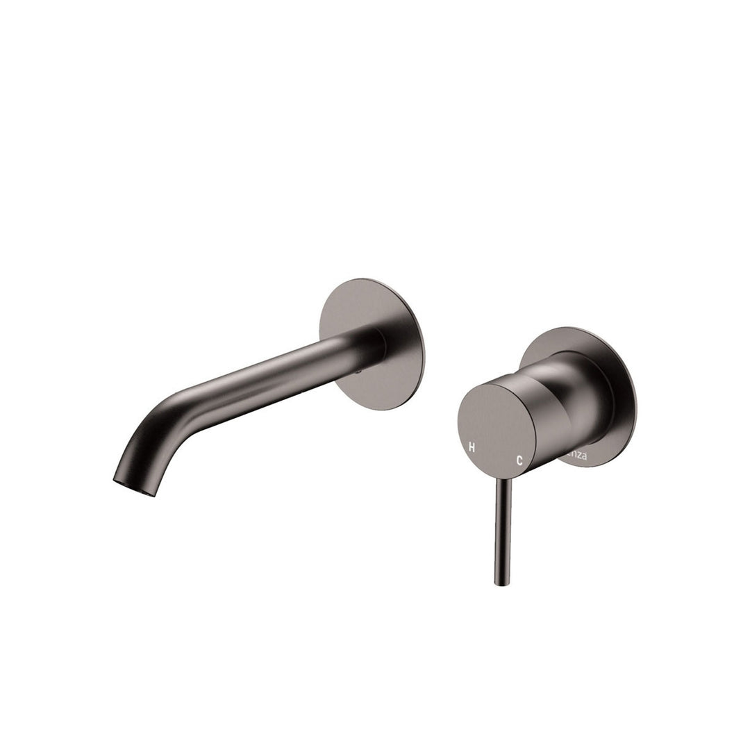 Fienza Kaya Basin/Bath Round Plate 160mm Lead Free Wall Mixer Set Gunmetal