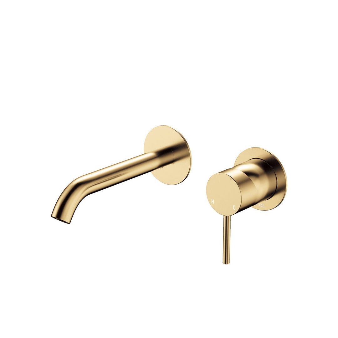 Fienza Kaya Basin/Bath Round Plate 160mm Lead Free Wall Mixer Set Urban Brass