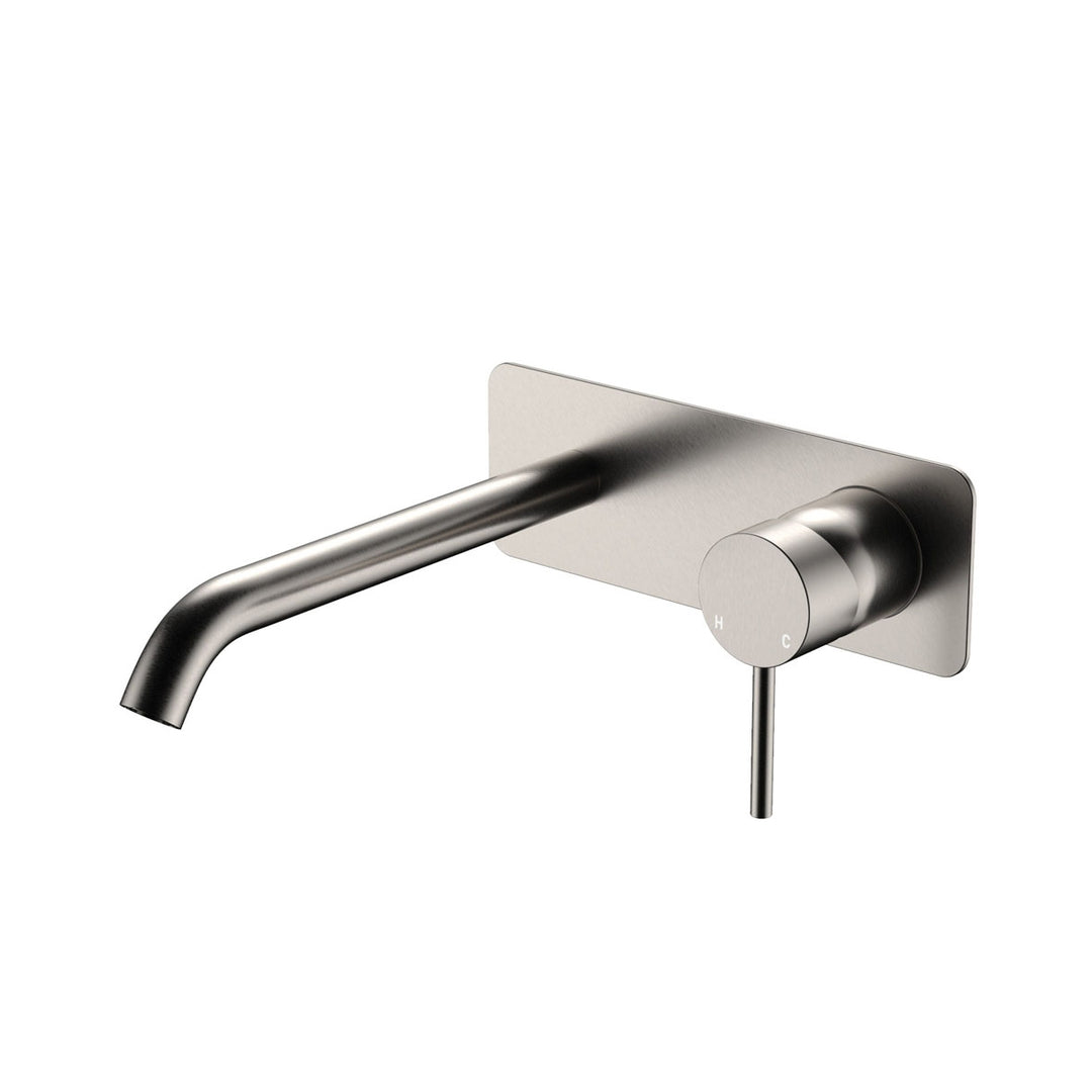 Fienza Kaya Basin/Bath Rectangular Plate 200mm Lead Free Wall Mixer Set