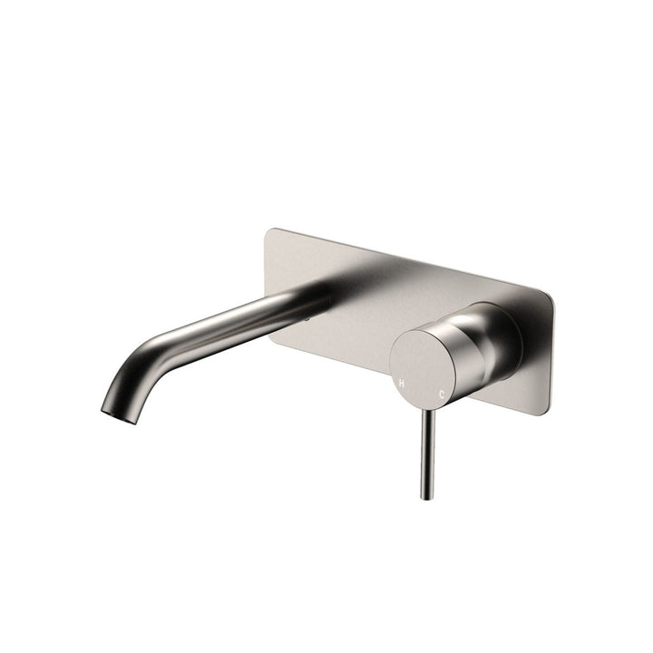 Fienza Kaya Basin/Bath Rectangular Plate 160mm Lead Free Wall Mixer Set Brushed Nickel