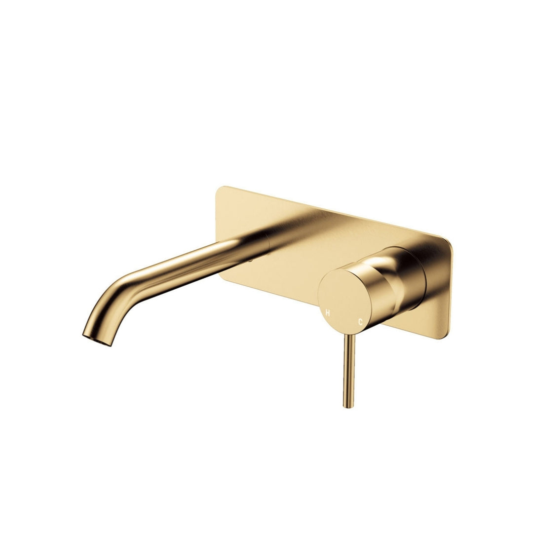 Fienza Kaya Basin/Bath Rectangular Plate 160mm Lead Free Wall Mixer Set Urban Brass