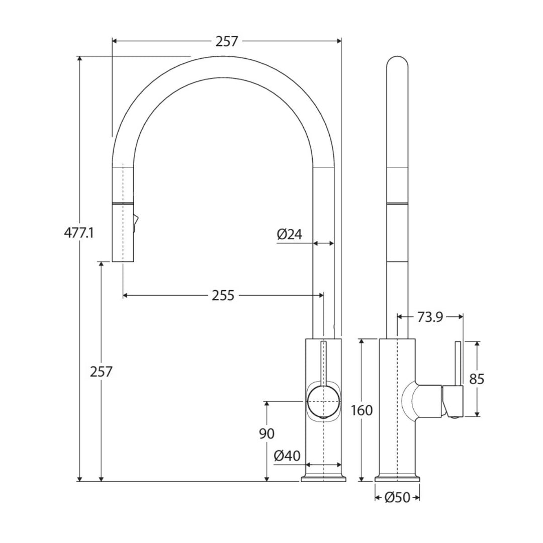 Fienza Kaya Lead Free Pull Down Sink Mixer