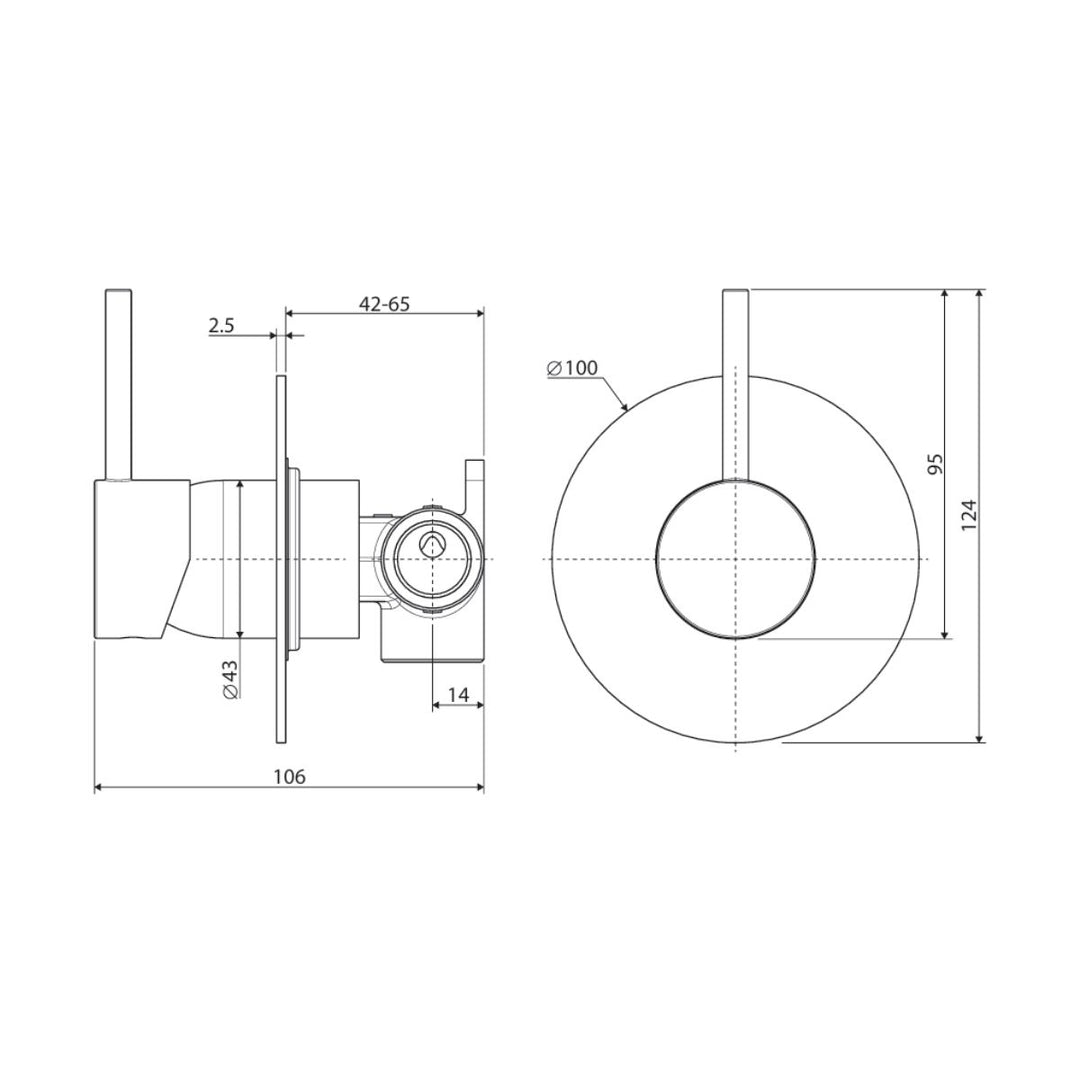 Fienza Kaya Up Large Round Plate Lead Free Wall Mixer (Complete Kit)