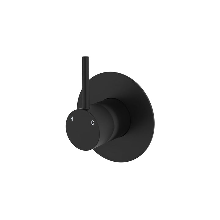 Fienza Kaya Up Large Round Plate Lead Free Wall Mixer Matte Black