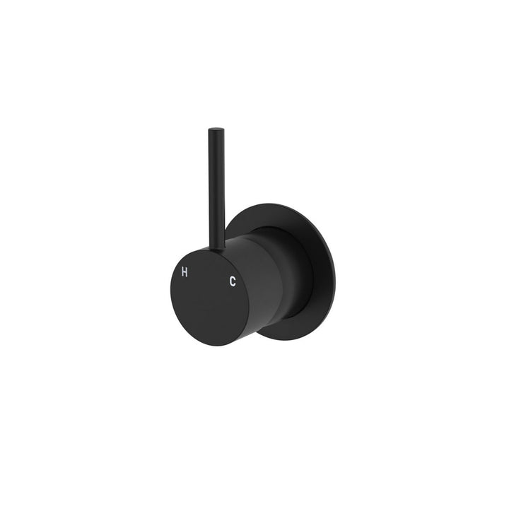 Fienza Kaya Up Small Round Plate Lead Free Wall Mixer Matte Black