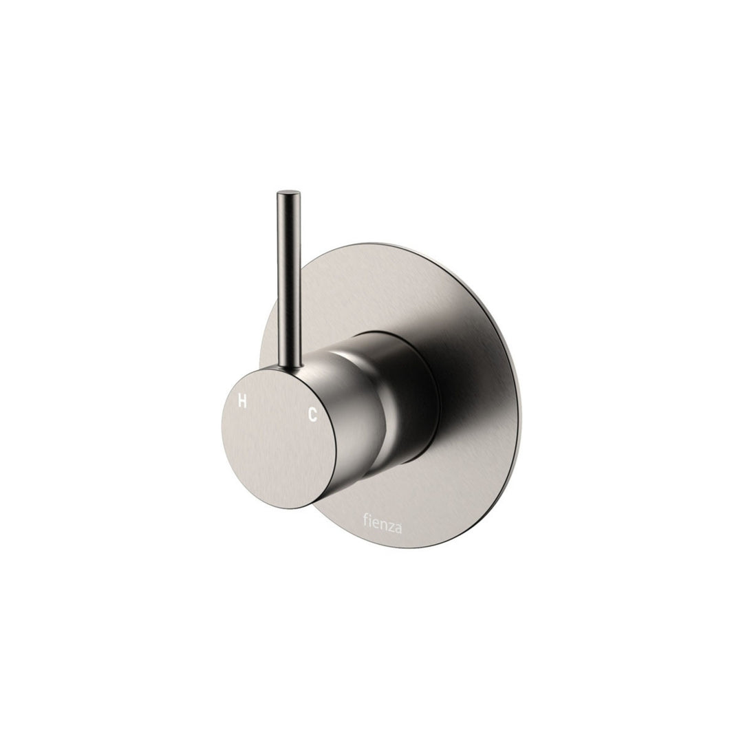 Fienza Kaya Up Large Round Plate Lead Free Wall Mixer Brushed Nickel