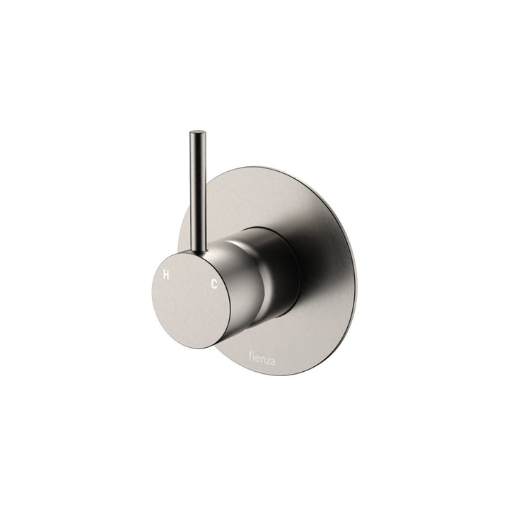 Fienza Kaya Up Large Round Plate Lead Free Wall Mixer Brushed Nickel