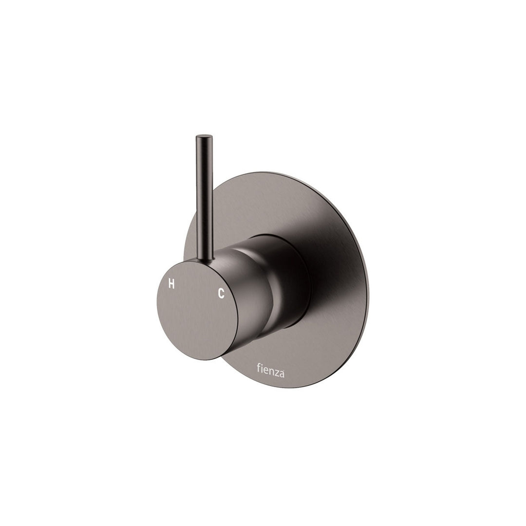 Fienza Kaya Up Large Round Plate Lead Free Wall Mixer Gunmetal