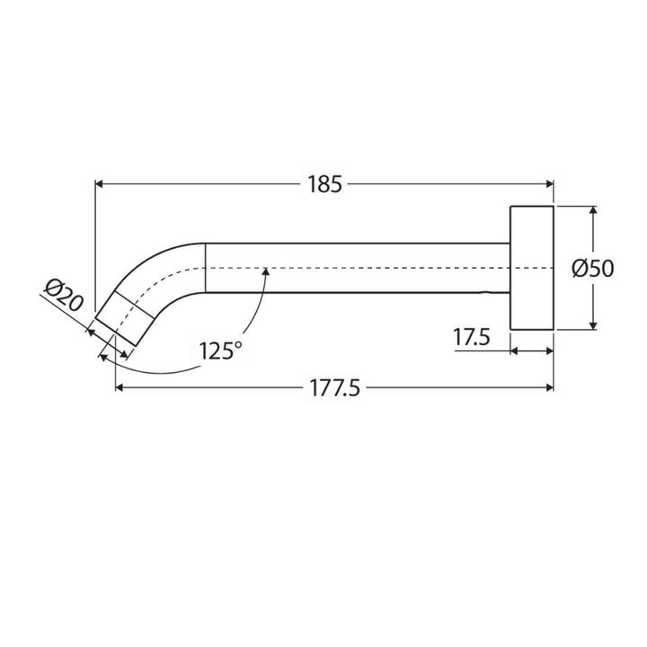 Fienza Kaya 180mm Wall Basin/Bath Lead Free Outlet Spout