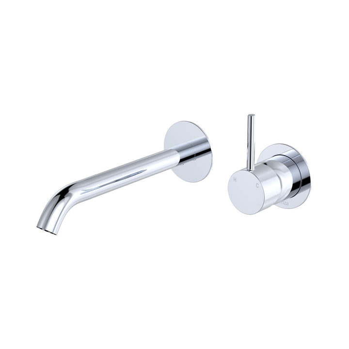 Fienza Kaya Up Round Plate 200mm Basin/Bath Lead Free Wall Mixer Set