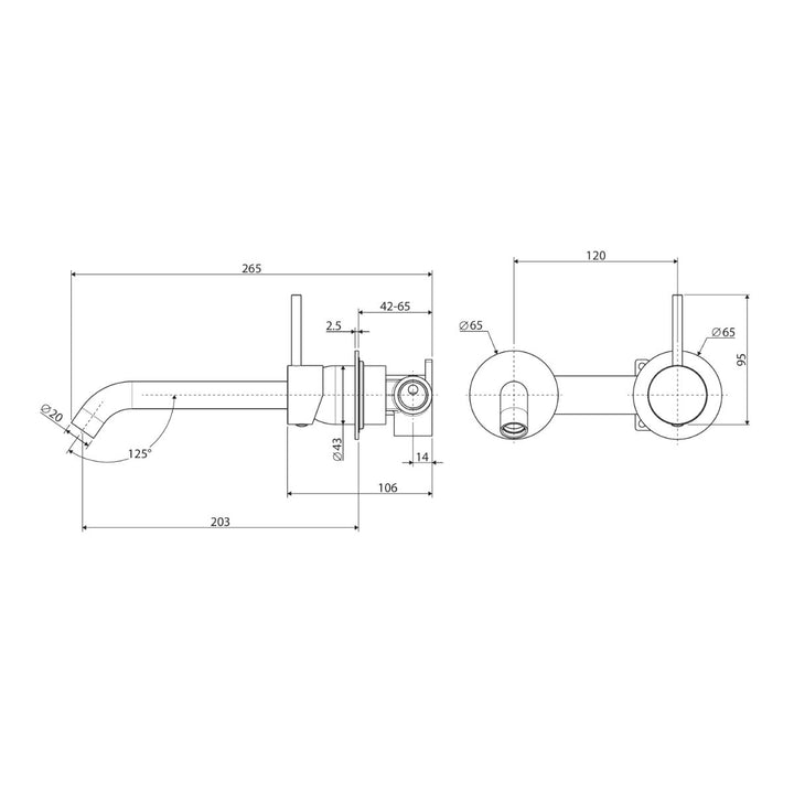 Fienza Kaya Up Round Plate 200mm Basin/Bath Lead Free Wall Mixer Set (Complete Kit)