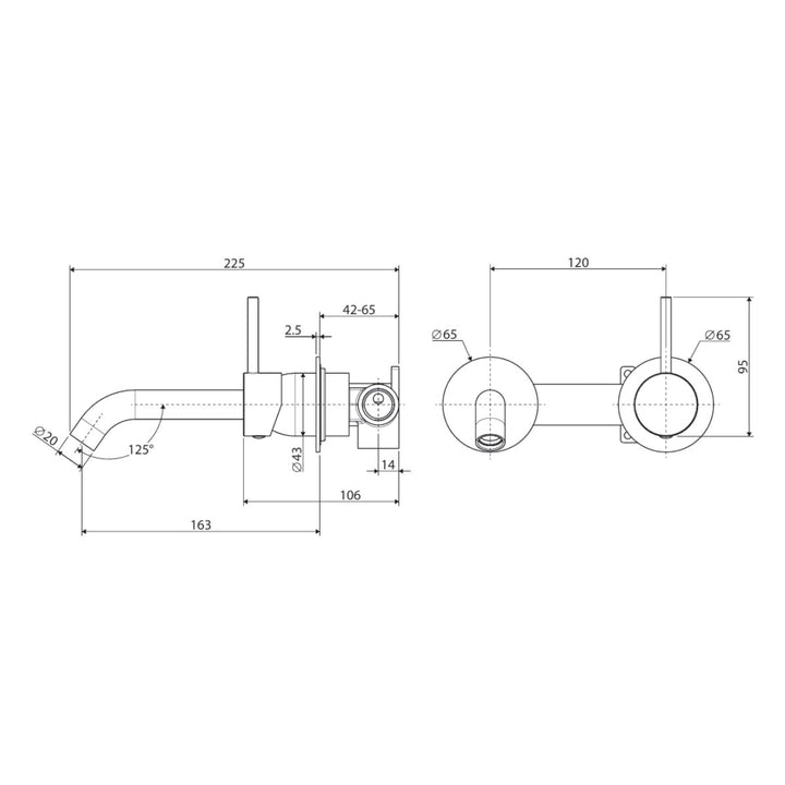 Fienza Kaya Up Round Plate 160mm Basin/Bath Lead Free Wall Mixer Set (Complete Kit)