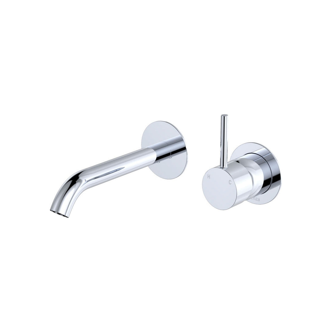 Fienza Kaya Up Round Plate 160mm Basin/Bath Lead Free Wall Mixer Set Chrome