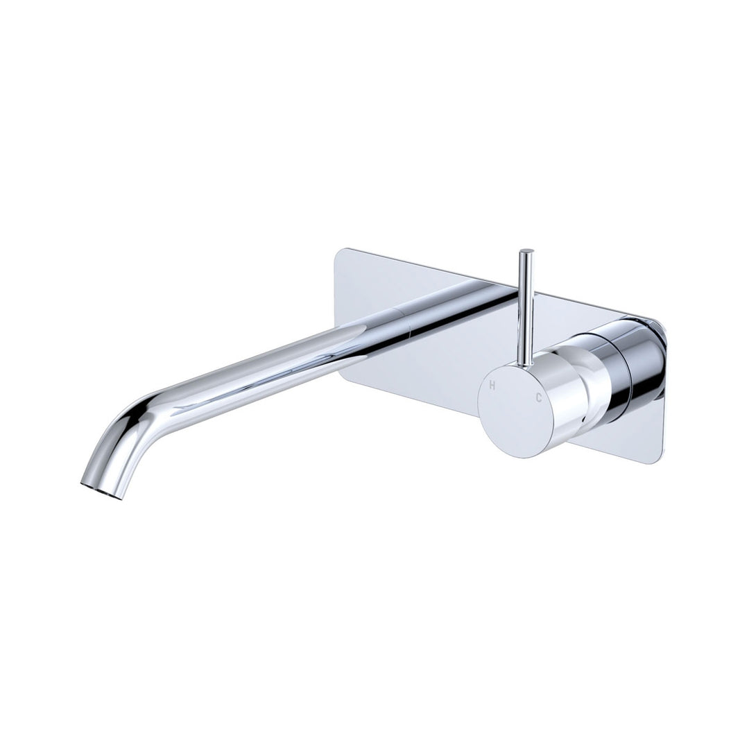 Fienza Kaya Up Rectangular Plate 200mm Basin/Bath Lead Free Wall Mixer Set