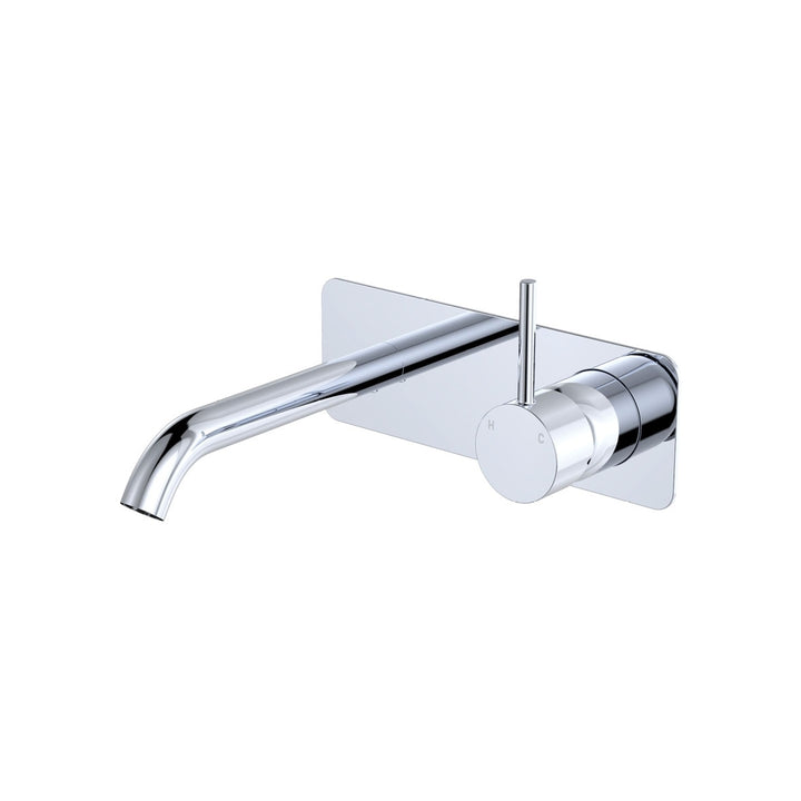 Fienza Kaya Up Rectangular Plate 160mm Basin/Bath Lead Free Wall Mixer Set Chrome