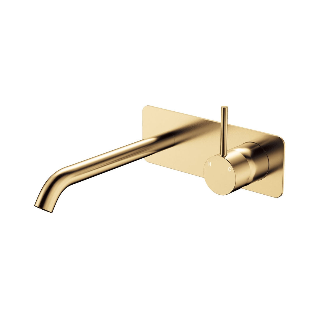 Fienza Kaya Up Rectangular Plate 200mm Basin/Bath Lead Free Wall Mixer Set