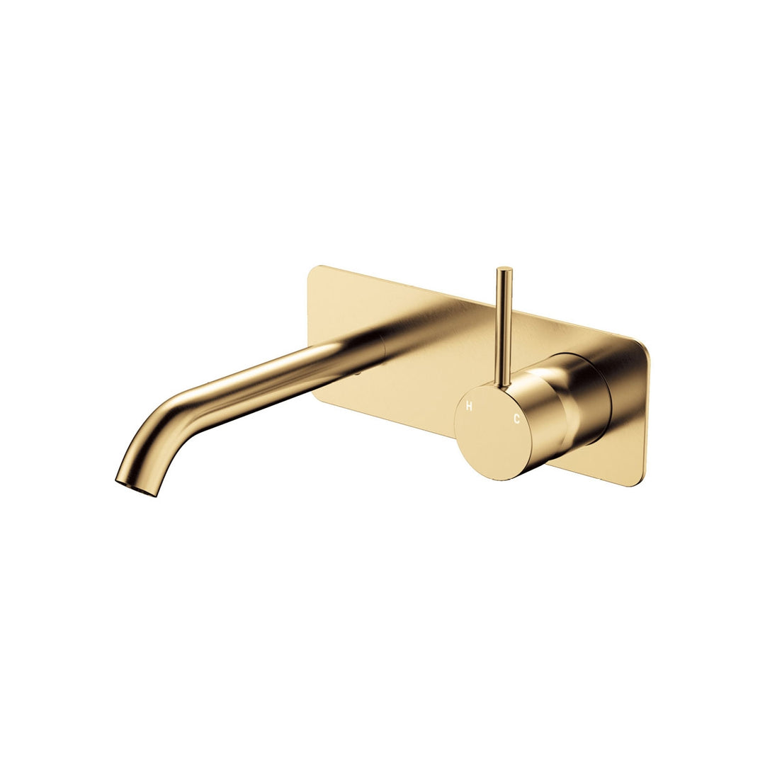 Fienza Kaya Up Rectangular Plate 160mm Basin/Bath Lead Free Wall Mixer Set