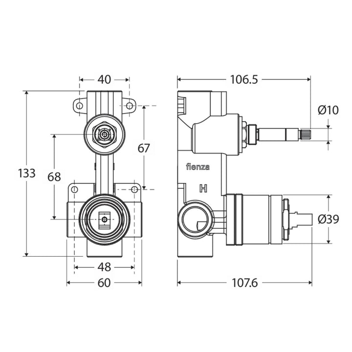 Fienza QUIK-SWITCH Lead Free Universal Vertical Wall Diverter Mixer Body