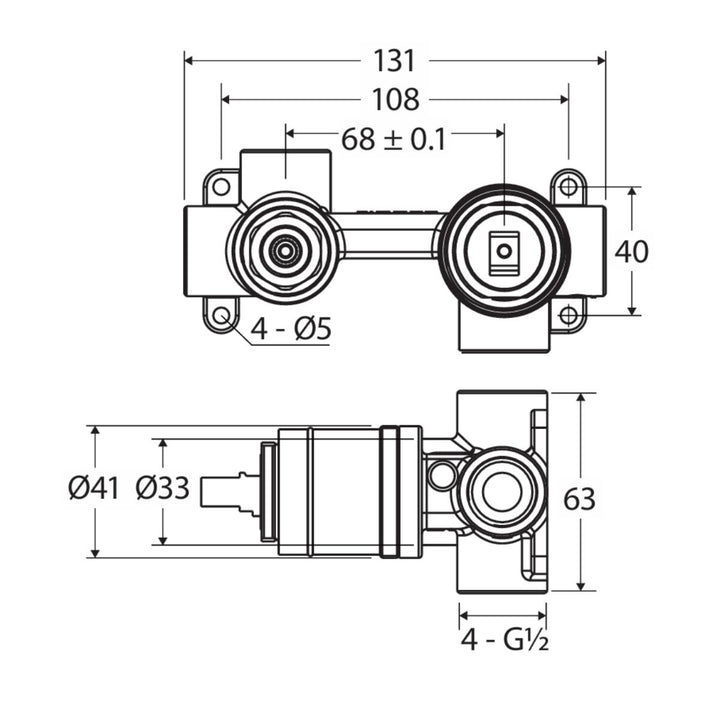 Fienza QUIK-SWITCH Lead Free Universal Horizontal Wall Diverter Mixer Body