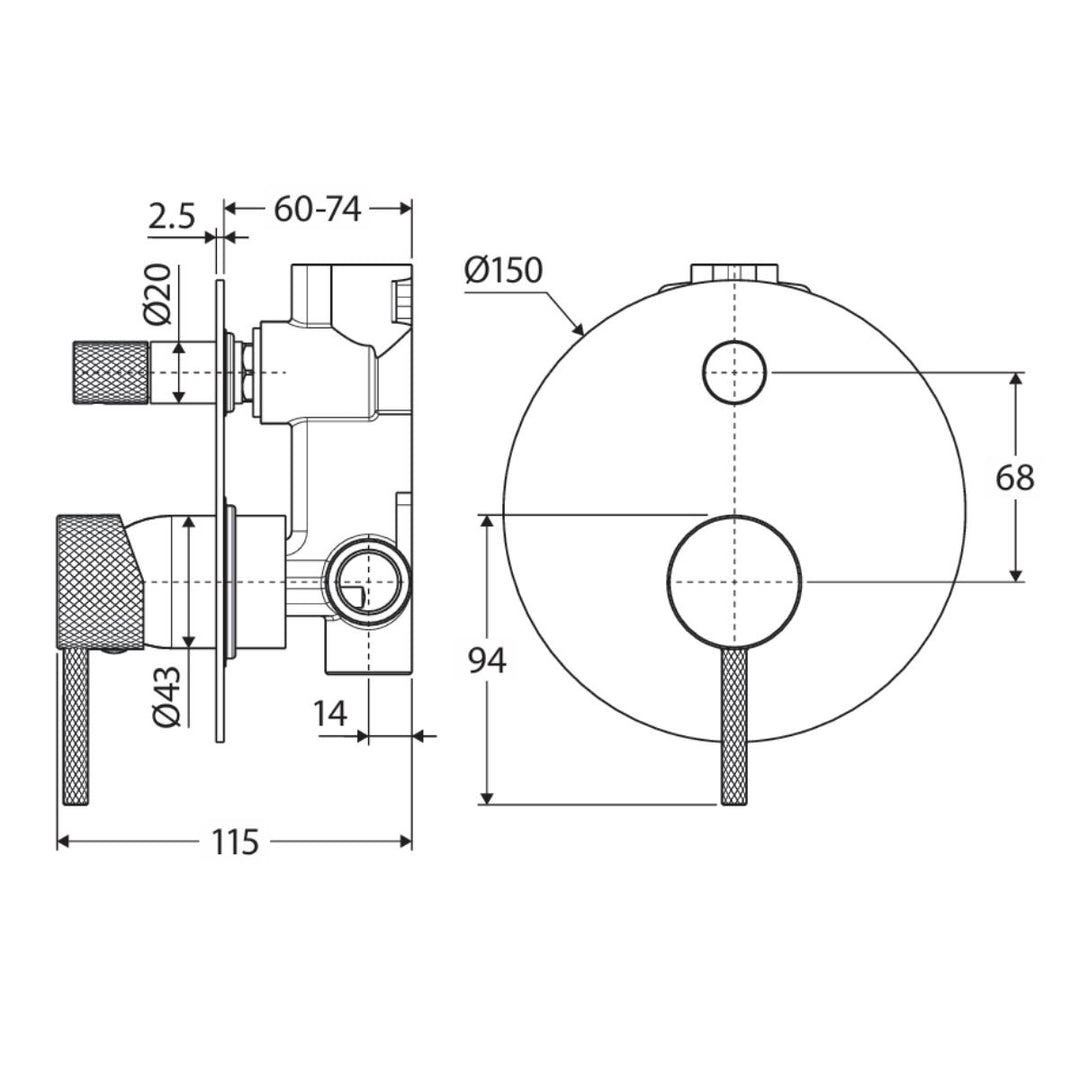 Fienza Axle Large Plate Wall Diverter Mixer (Complete Kit)