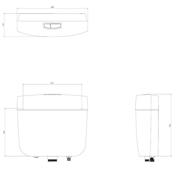 Caroma Slimline Urinal Pullcord Single Flush Cistern - Design 10