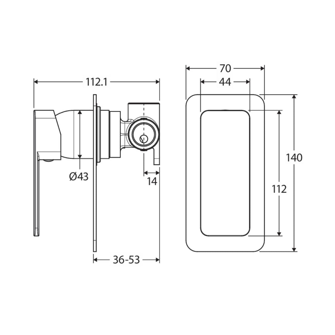 Fienza Tono Rectangular Plate Lead Free Wall Mixer (Complete Kit)