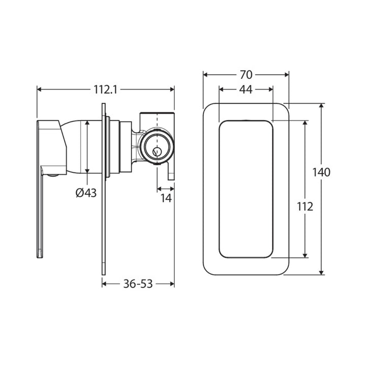 Fienza Tono Rectangular Plate Lead Free Wall Mixer (Complete Kit)