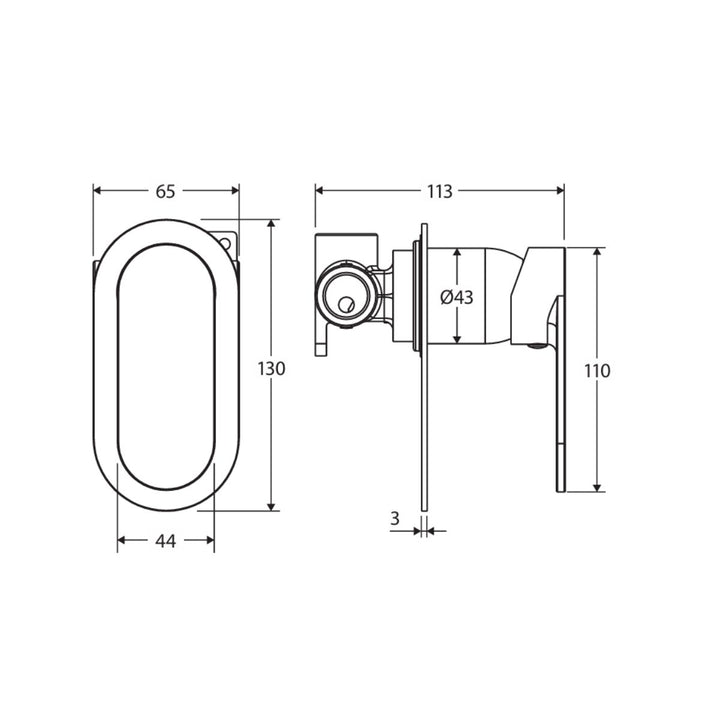 Fienza Empire Slim Oval Plate Lead Free Wall Mixer (Complete Kit)