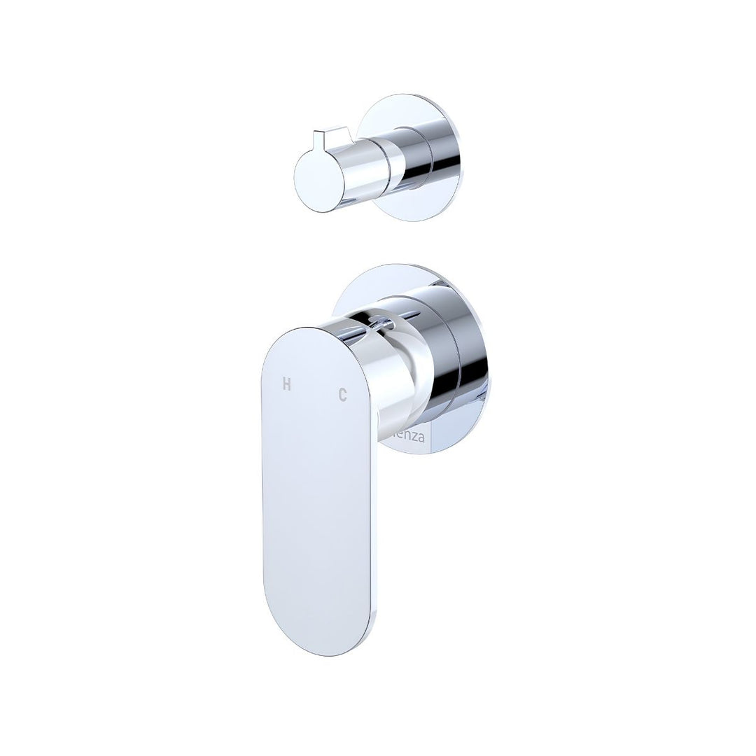 Fienza Empire Slim Small Round Plates Vertical Lead Free Wall Diverter Mixer (Complete Kit)