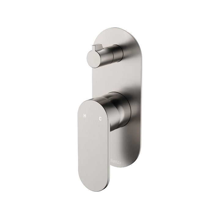 Fienza Empire Slim Large Oval Plate Vertical Lead Free Wall Diverter Mixer (Complete Kit)