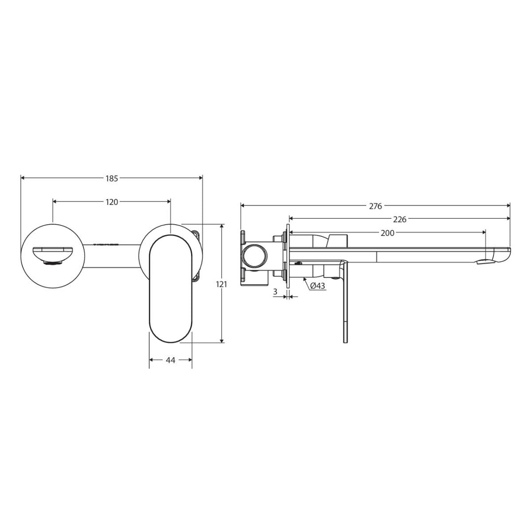 Fienza Empire Slim Basin/Bath Round Plate 200mm Lead Free Wall Mixer Set (Complete Kit)