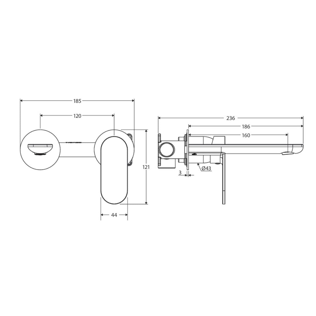Fienza Empire Slim Basin/Bath Round Plate 160mm Lead Free Wall Mixer Set (Complete Kit)