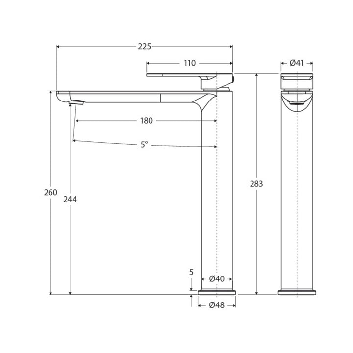 Fienza Empire Slim Cold Start Tall Lead Free Basin Mixer
