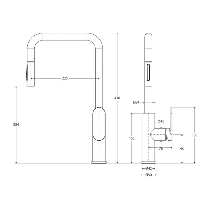 Fienza Empire Slim Lead Free Pull Out Sink Mixer