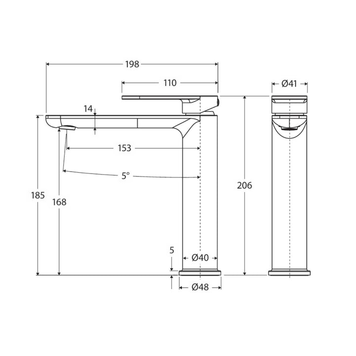 Fienza Empire Slim Cold Start Medium Lead Free Basin Mixer