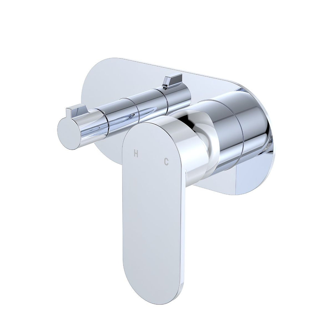 Fienza Empire Slim Large Oval Plate Horizontal Lead Free Wall Diverter Mixer (Complete Kit)