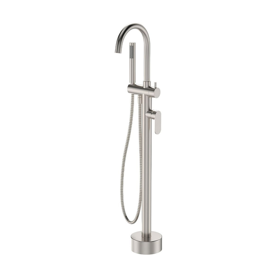Fienza Empire Slim Floor Mounted Bath Mixer with Hand Shower