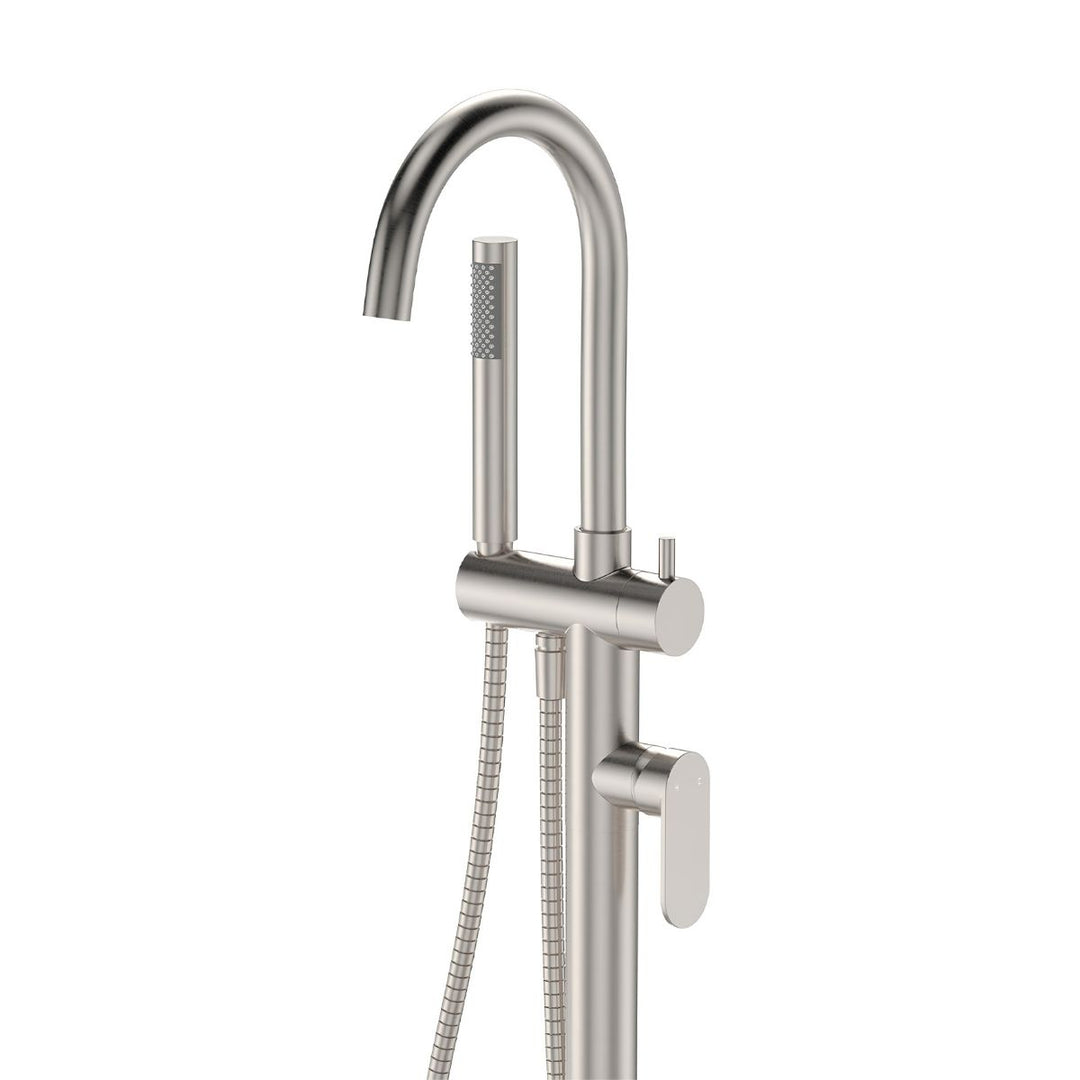 Fienza Empire Slim Floor Mounted Bath Mixer with Hand Shower